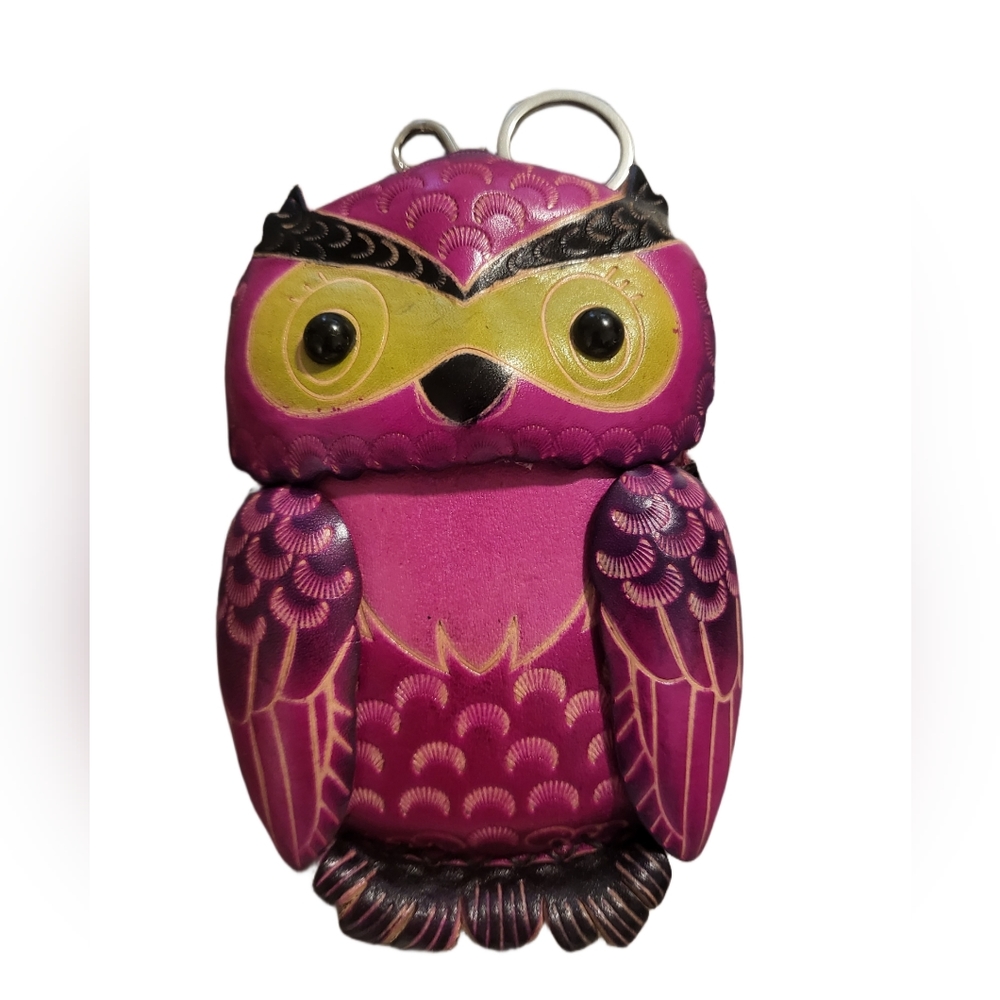 Leather owl coin purse